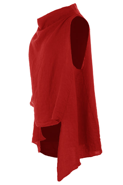Sleeveless Cowl Neck Linen Top