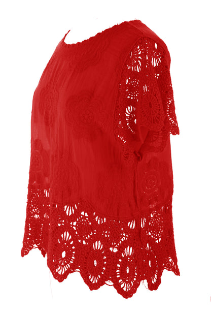 Crochet Trim Cotton Top
