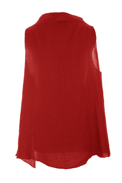 Sleeveless Cowl Neck Linen Top