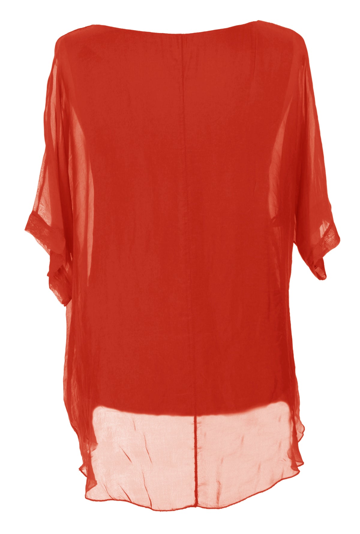 Frayed Hem Silk Top