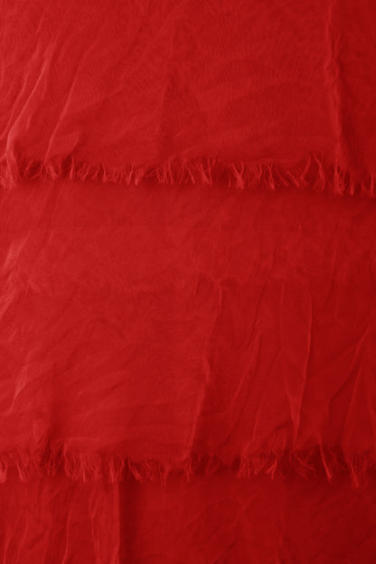 Sleeveless Frayed Detail Silk Midi