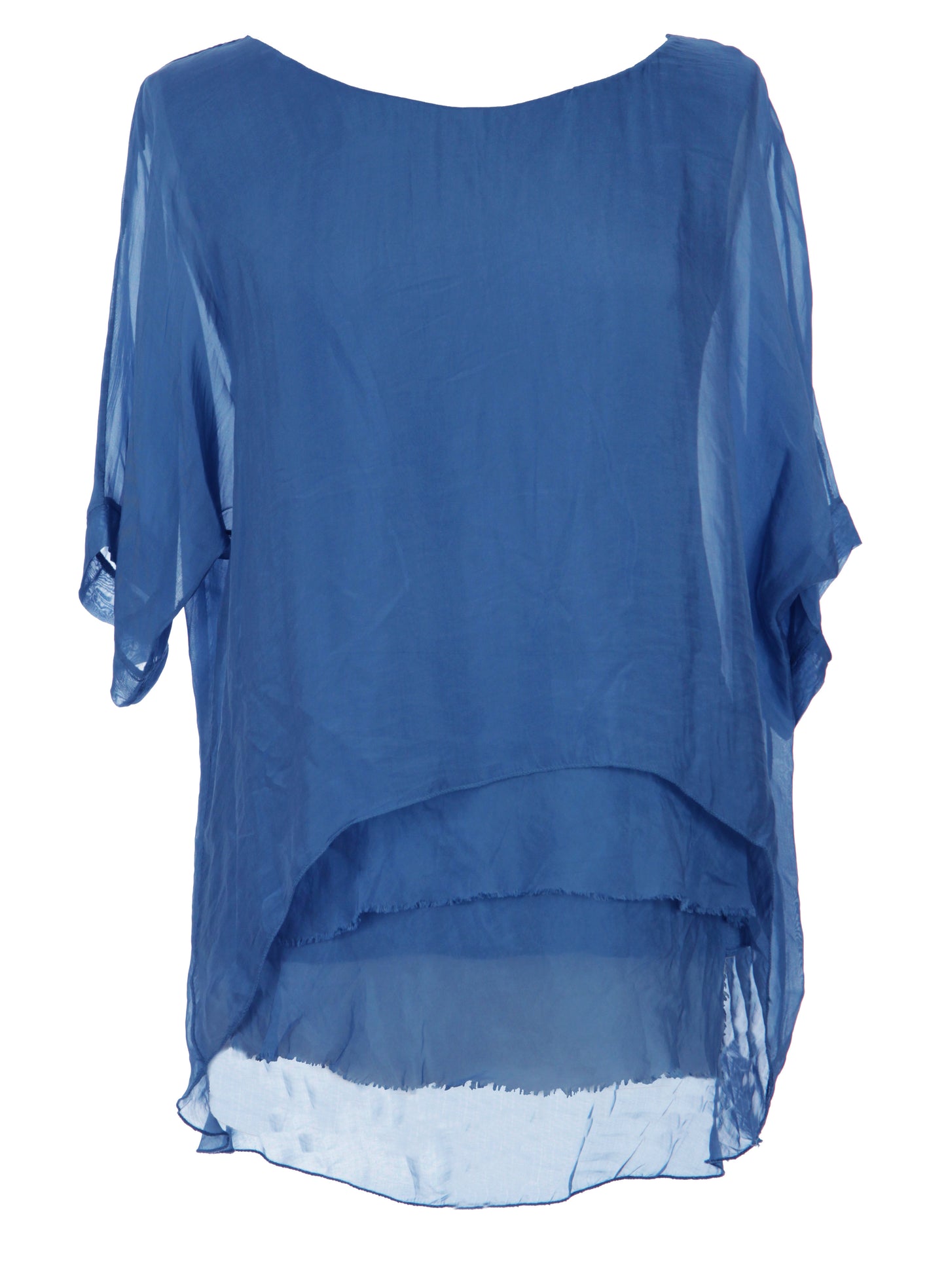 Frayed Hem Silk Top