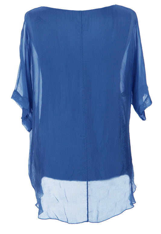 Frayed Hem Silk Top