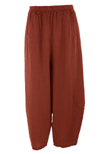 2 Pocket Barrel Leg Linen Trouser