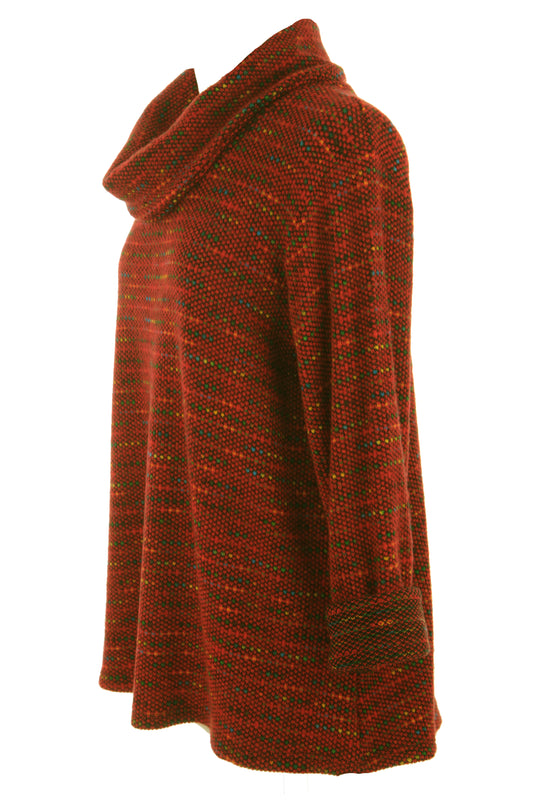 Cowl Neck Tweed Top