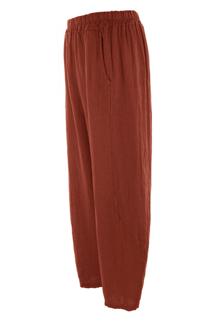 2 Pocket Barrel Leg Linen Trouser
