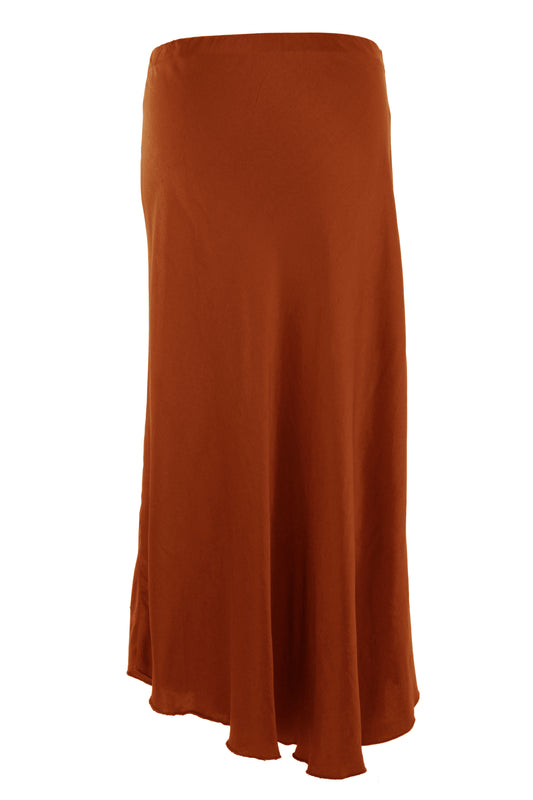 Bias Cut Silk Satin Midi Skirt