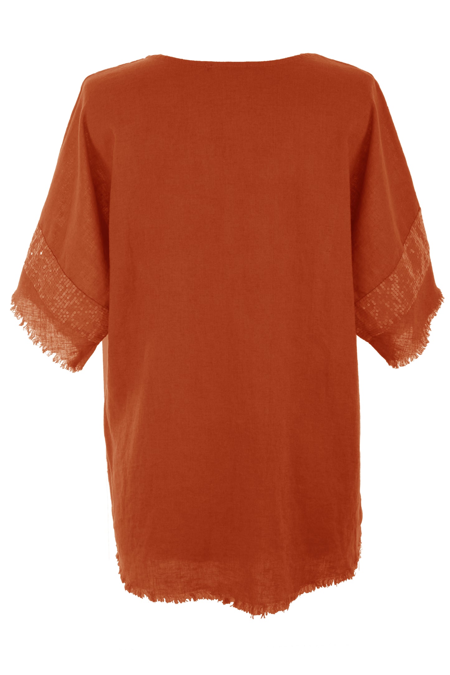 Sequin Trim Linen Top