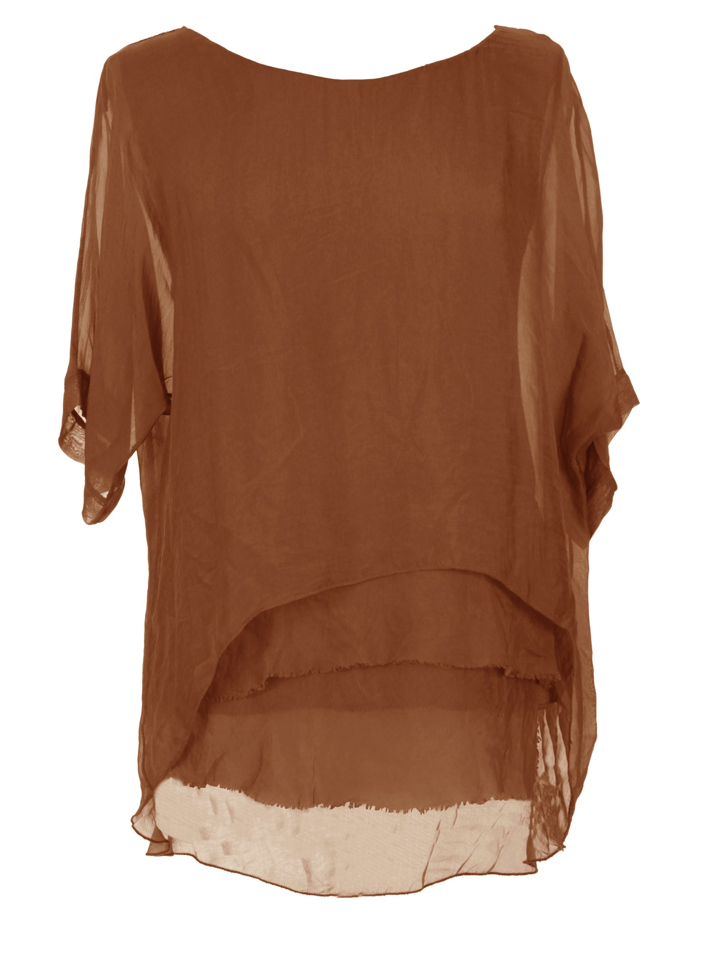 Frayed Hem Silk Top