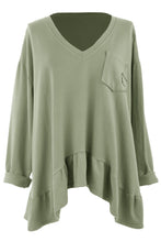 Load image into Gallery viewer, V Neck Frill Hem Jersey Top
