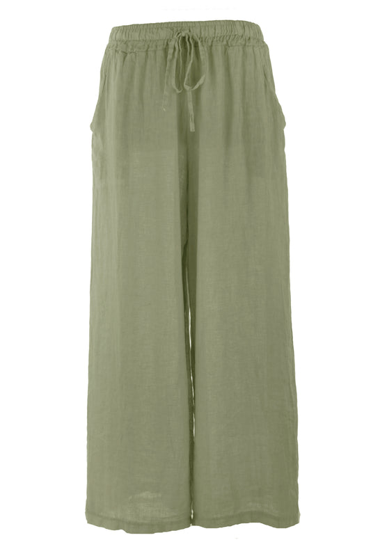 2 Pocket Wide Leg Linen Trouser