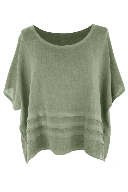 Pleat Detail Teabag Linen Top