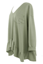 Load image into Gallery viewer, V Neck Frill Hem Jersey Top
