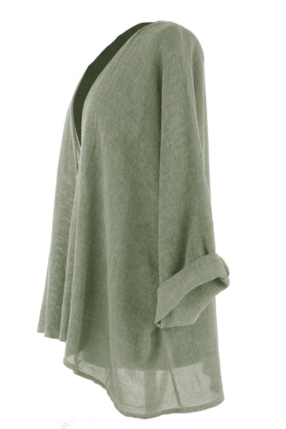 One Button Linen Cardigan