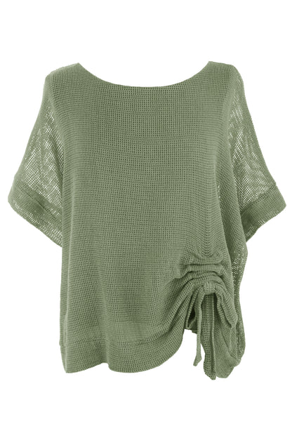 Tie Ruched Detail Mesh Top