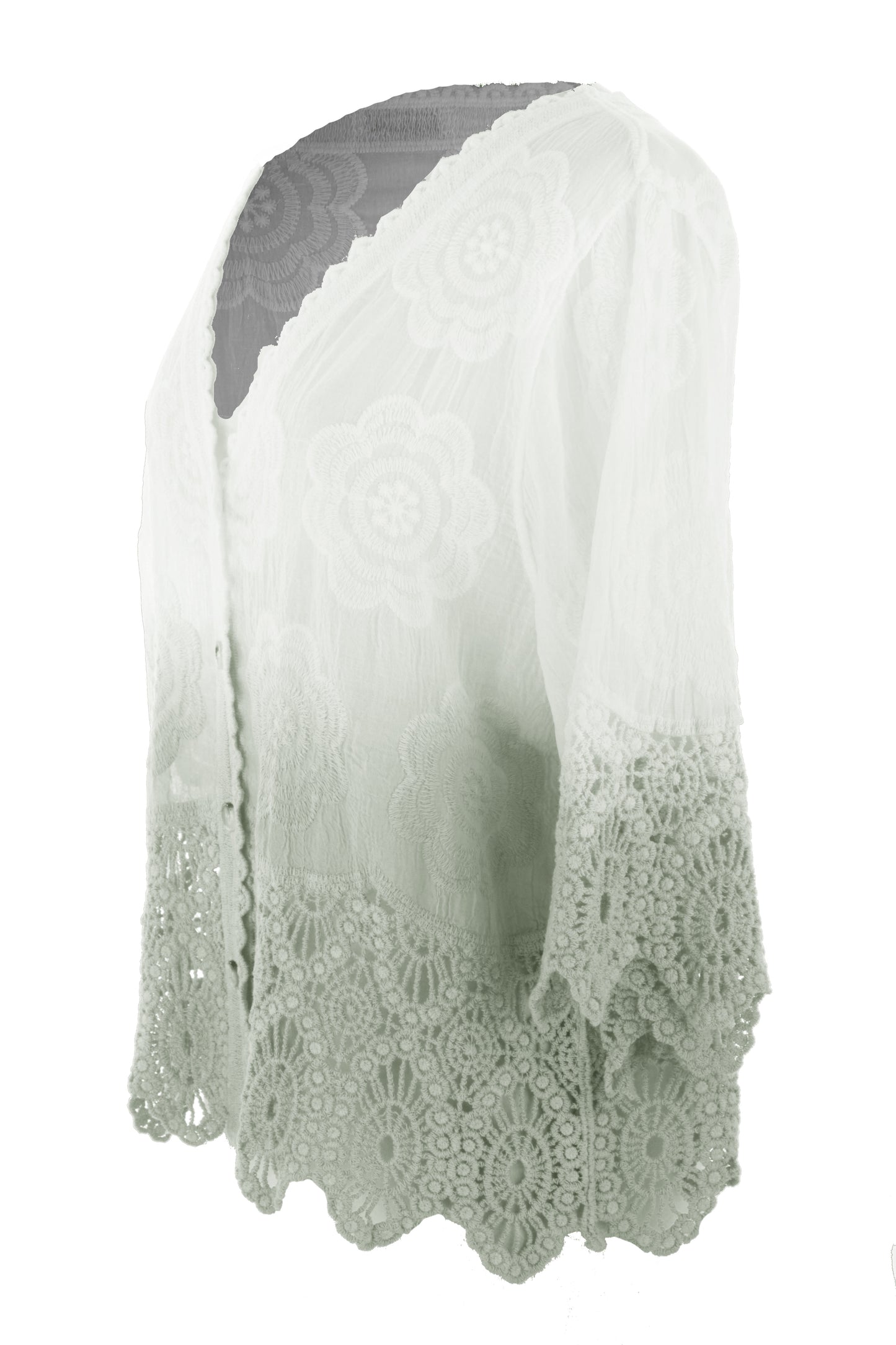Dip Dye Crochet Trim Cotton Shirt