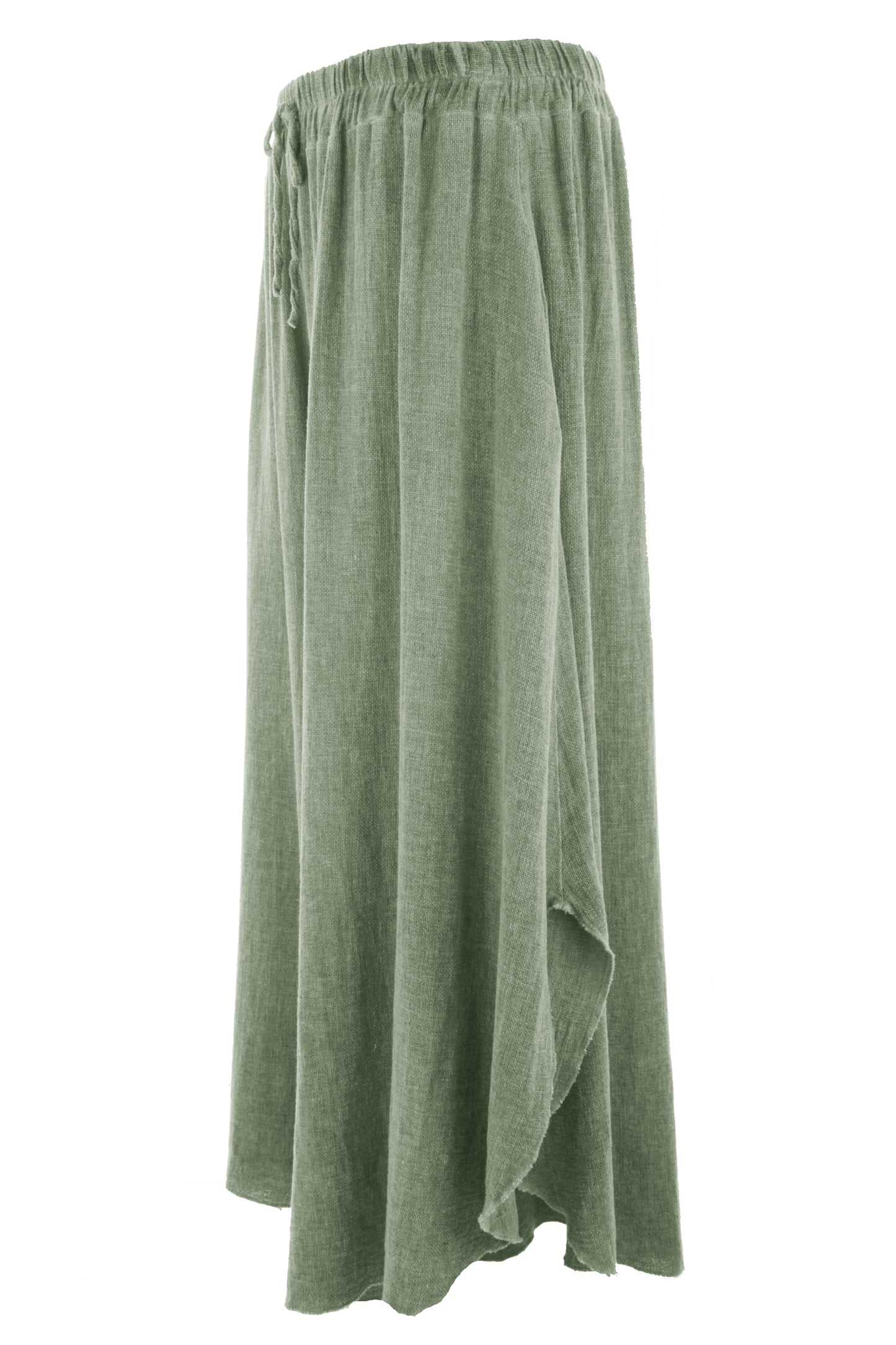 Side Slit Wide Leg Teabag Linen Trouser