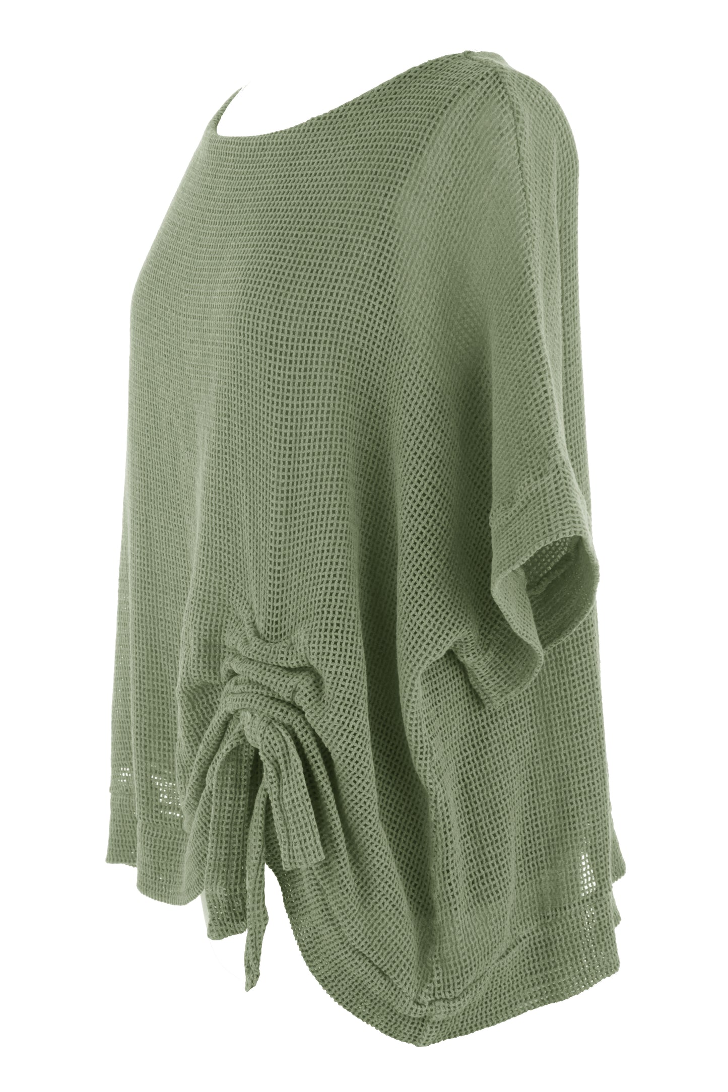Tie Ruched Detail Mesh Top