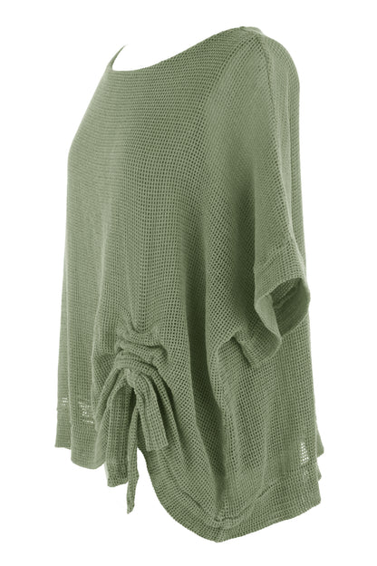 Tie Ruched Detail Mesh Top