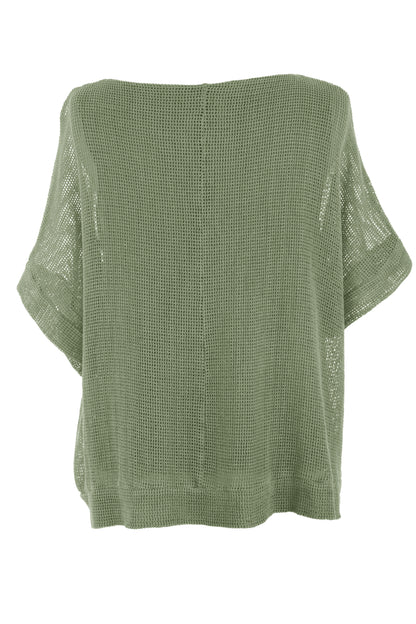 Tie Ruched Detail Mesh Top