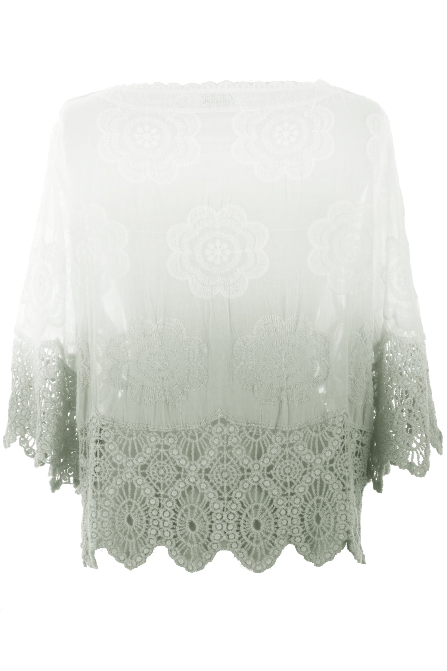 Dip Dye Crochet Trim Cotton Shirt