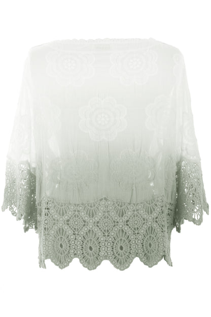 Dip Dye Crochet Trim Cotton Shirt