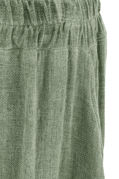 Side Slit Wide Leg Teabag Linen Trouser