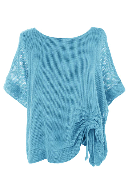 Tie Ruched Detail Mesh Top