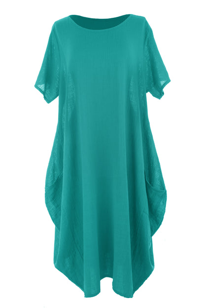 2 Pocket Cotton Tulip Midi Dress