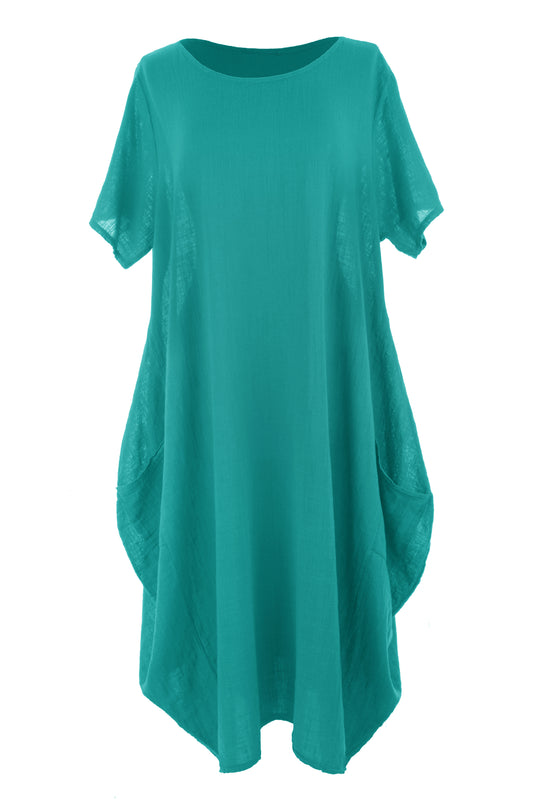 2 Pocket Cotton Tulip Midi Dress