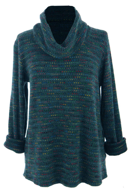 Cowl Neck Tweed Top