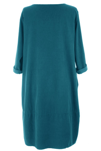 3/4 Sleeve Corduroy Dress