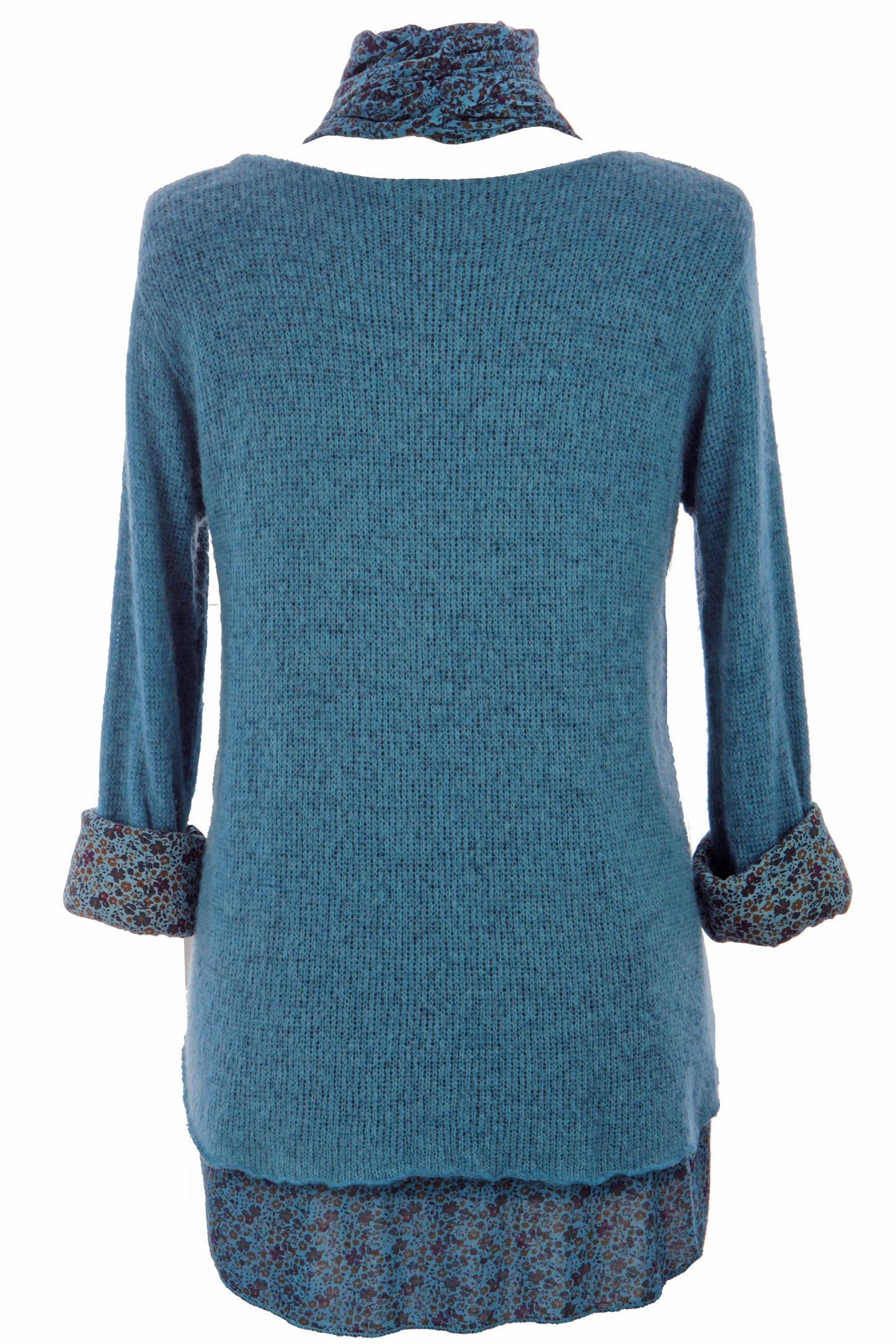2 Piece Floral Scarf Mohair Knit Blouse