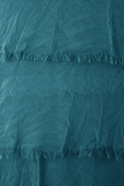 Sleeveless Frayed Detail Silk Midi