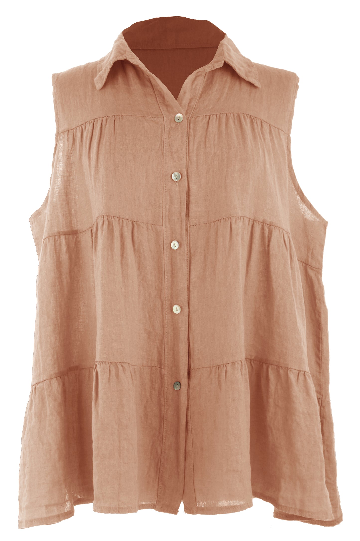 Sleeveless Tiered Linen Top
