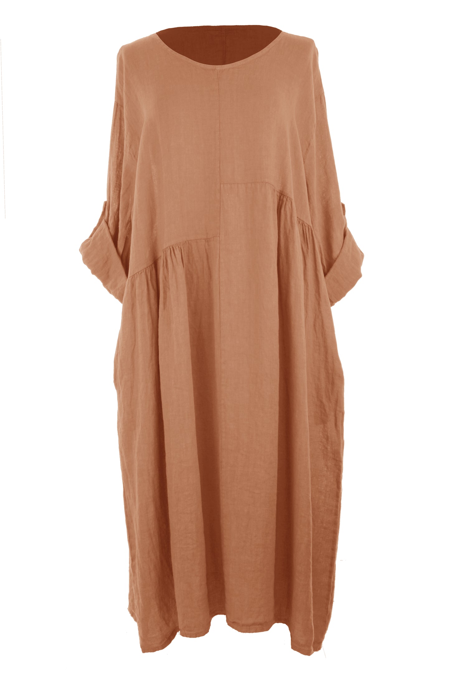 Pleat Panel Linen Dress