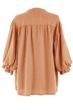 Load image into Gallery viewer, 3/4 Balloon Sleeve Linen Shirt
