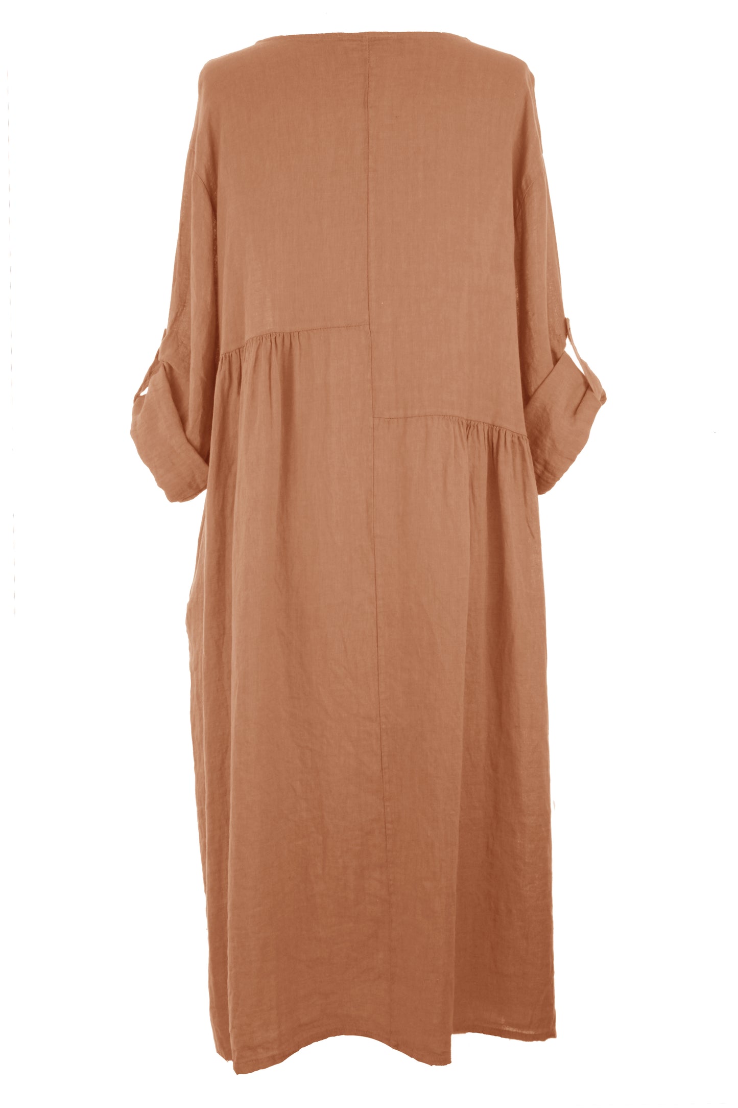 Pleat Panel Linen Dress