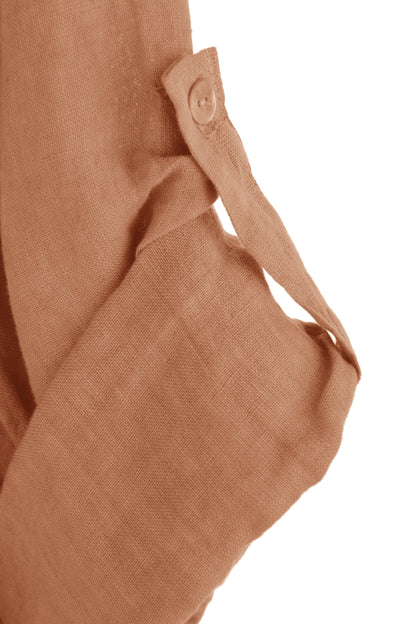 Pleat Panel Linen Dress