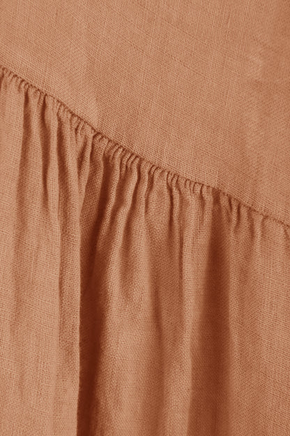 Pleat Panel Linen Dress