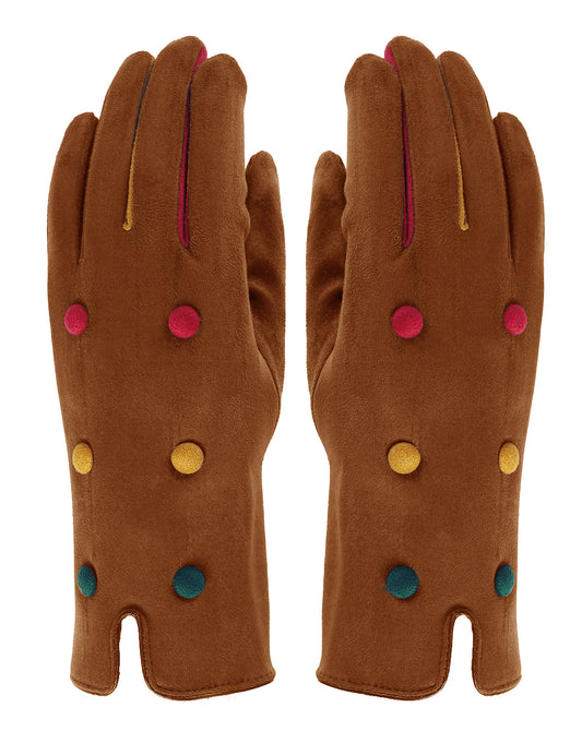 Button Detail Suede Gloves