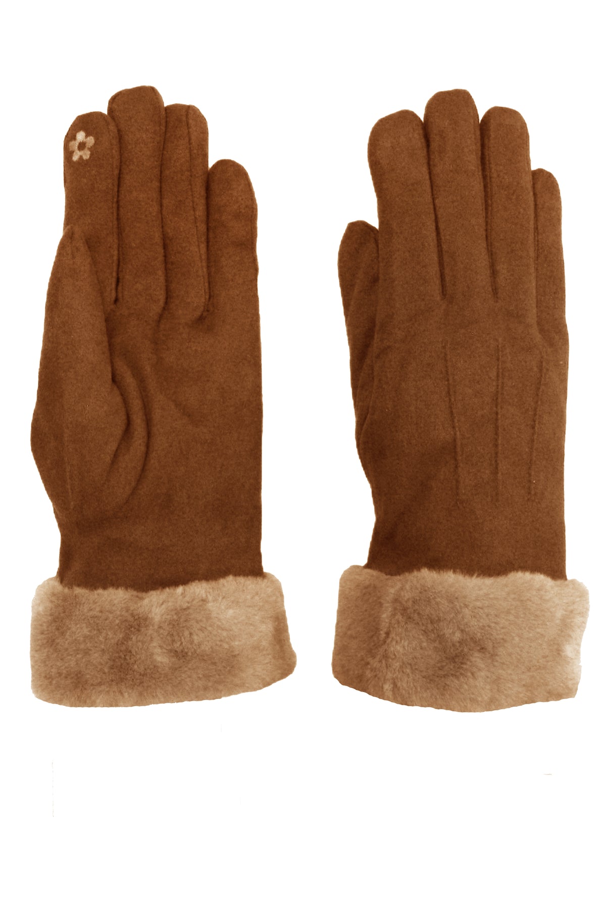 Stitch Detail Faux Fur Cuffs Gloves