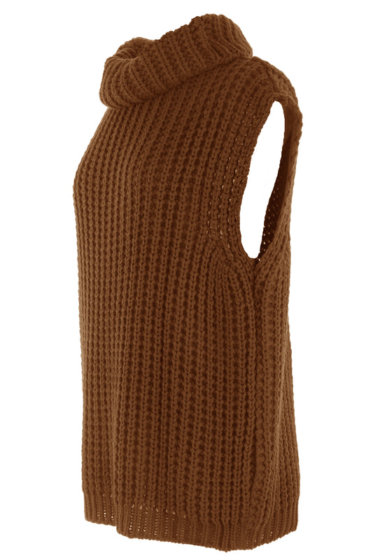 Sleeveless Roll Neck Jumper