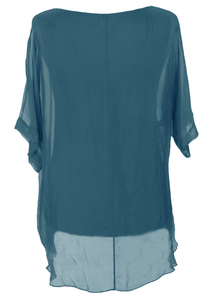 Frayed Hem Silk Top