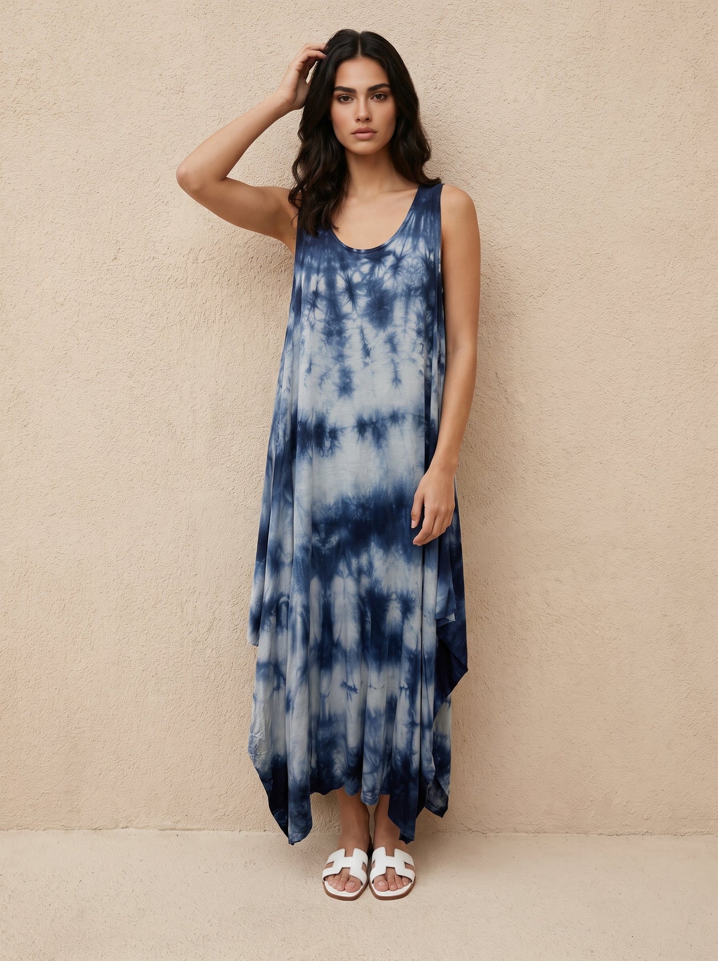 Sleeveless Tie Dye Midi Dress