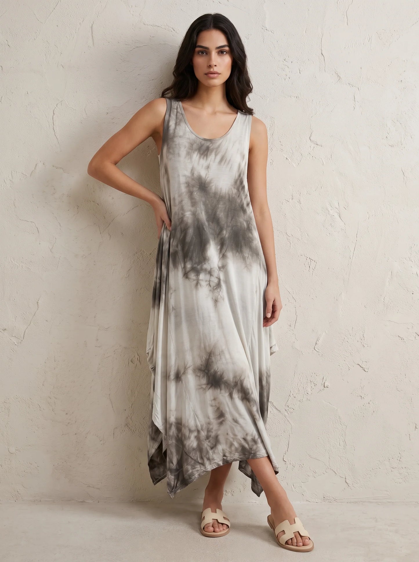 Sleeveless Tie Dye Midi Dress