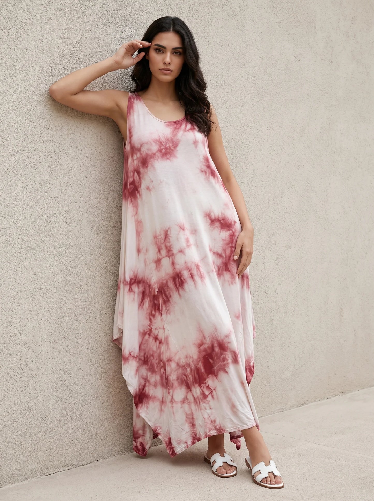 Sleeveless Tie Dye Midi Dress
