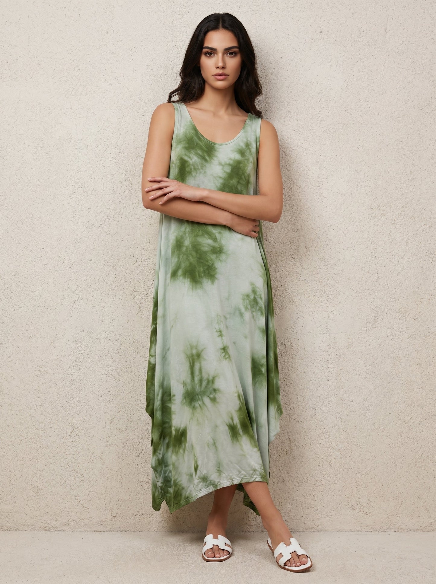Sleeveless Tie Dye Midi Dress