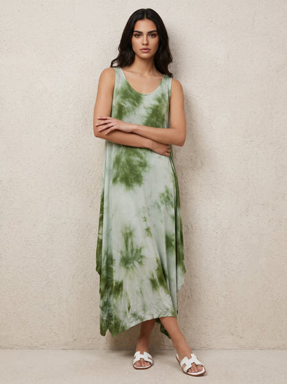 Sleeveless Tie Dye Midi Dress