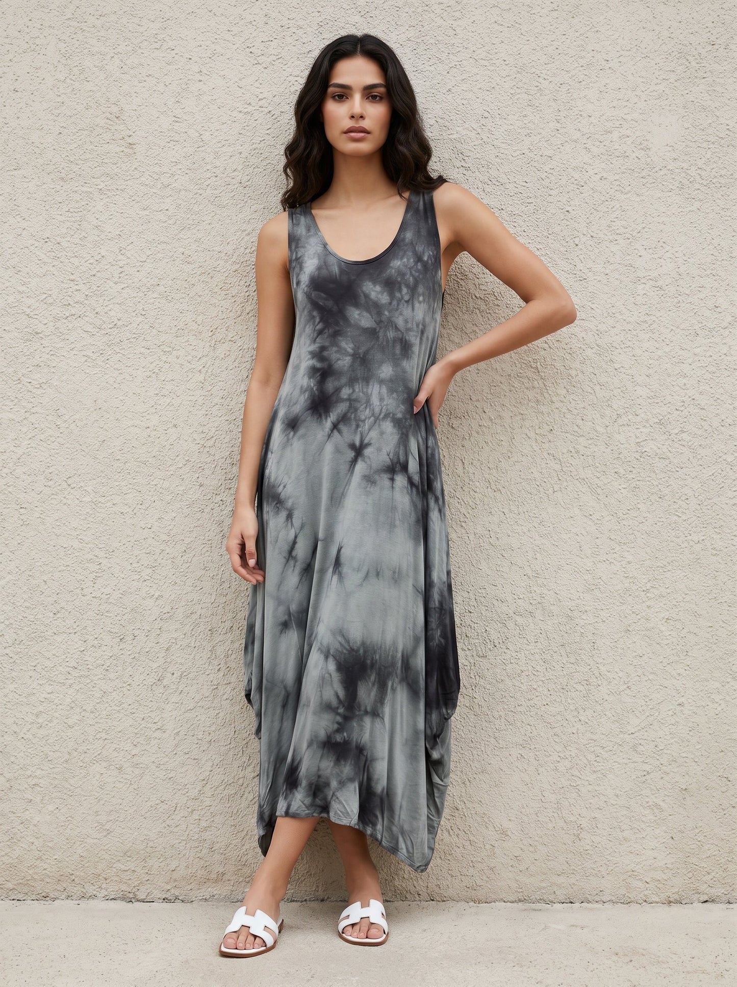 Sleeveless Tie Dye Midi Dress